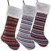 WEWILL Set of 3 Knitted Christmas Stockings Xmas Holiday Party Season Decor Warm Gifts for Toddler Kids Family Extra Long, 19Inch