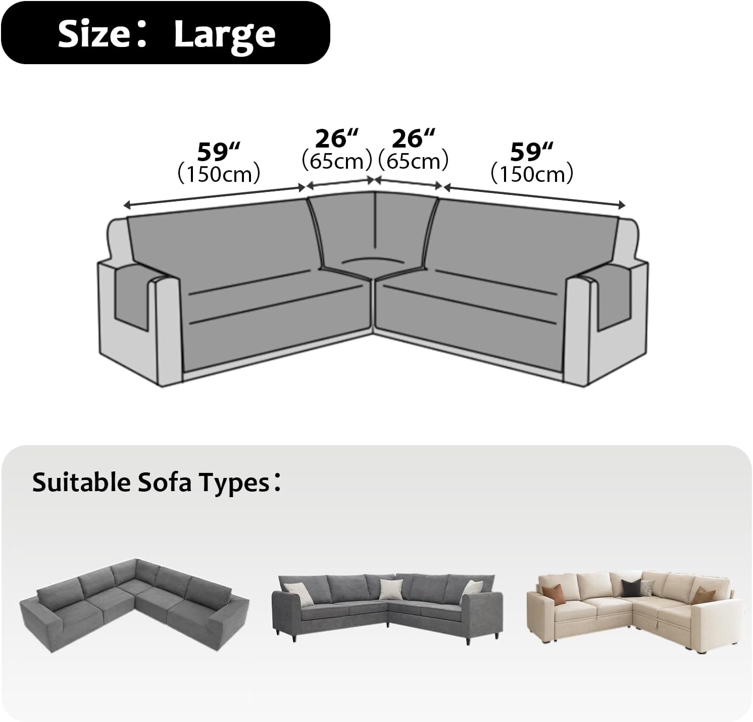 Waterproof Sectional Couch Covers L Shape Sectional Sofa Covers for Pets Washable Non-Slip 6PCS U Shaped Sofa Slipcovers Dog Couch Cover Corner Furniture Protector (Large, Light Brown)