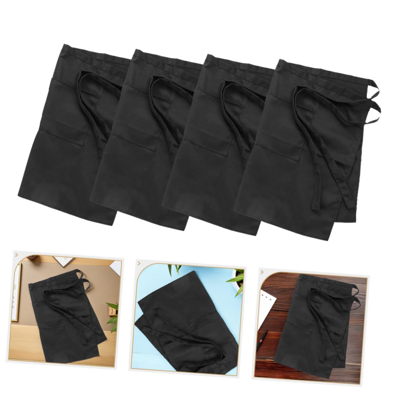 6 Delantales Cortos de Media Cintura para Cocina y Barbacoa con Amplios Bolsillos Tela Resistente al Calor Poliéster y Algodón Diseño Unisex para Hombre y Mujer Fácil Limpieza