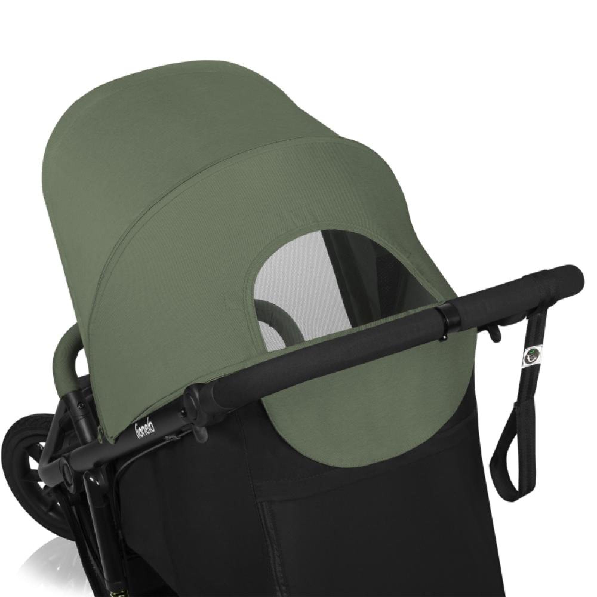 LIONELO AZURA Cochecito de Bebé para Correr desde 6 meses a 22 kg Carro Bebe Triciclo para Correr Respaldo Ajustable Posición Reclinada Ruedas Grandes Inflables Suspensión Completa Capota XXL (Green)