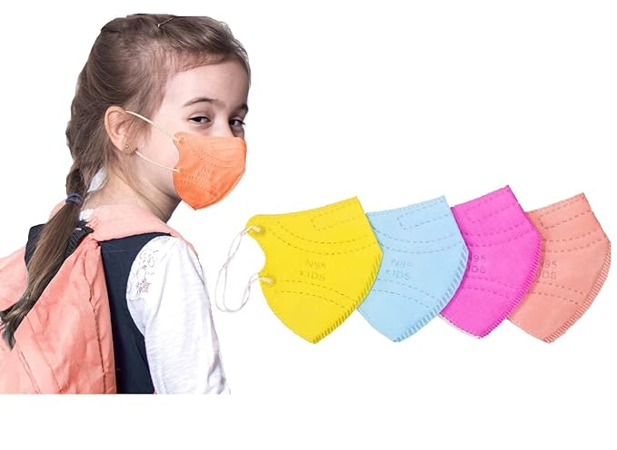 Kids N95 Mask in color Earloop, Headloop in printed and normal design Reusable & Washable Certified by ISO CE fit for kids