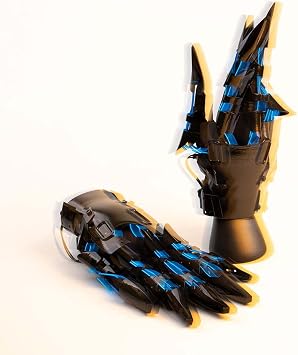 FuturePunk Gloves Armor, Sci-Fi Punk Mechanical Hand Armor with Light Cosplay Props for Men Women