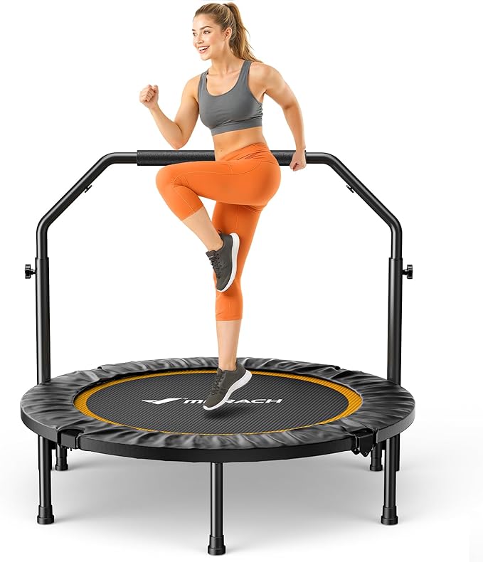 MERACH Mini Trampolin - 102cm/122cm Fitness Trampolin Faltbar, Maximale Belastung 150 KG, Trampoline für Bewegungstraining Leise