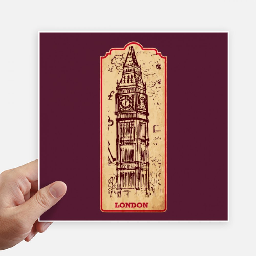 Autocollant Big Ben Angleterre sticker carré pour décorer valise rayée et mur