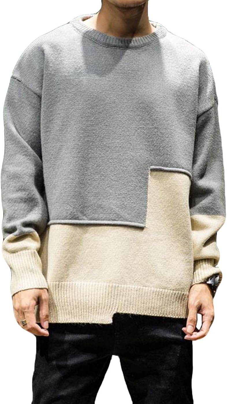 Baluote メンズ セーター オーバーサイズ 秋 冬 ニット 柔らかい 冬服 トップス カッコイイ ハンサム ふるさと割 韓国風 アウター スプライス色 ストリート系