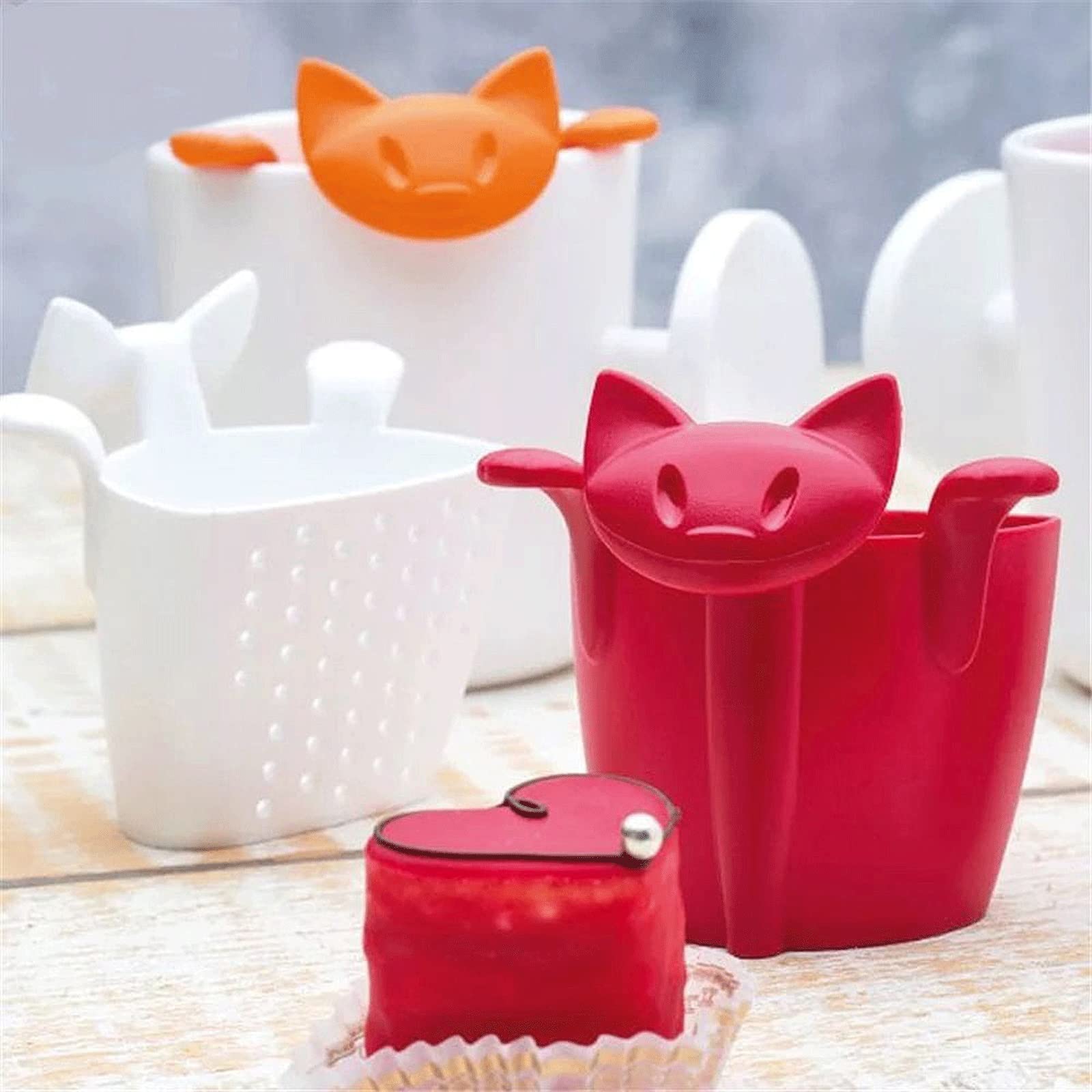 Colador de té creativo para hacer té, filtro de silicona de grado alimenticio, para colgar en la taza, accesorios de té (rojo)