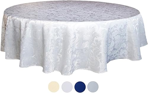 Miniatura 6 de Tektrum Mantel redondo de damasco jacquard de 70 pulgadas, resistente al agua, a prueba de derrames, resistente a las manchas, sin arrugas, ideal