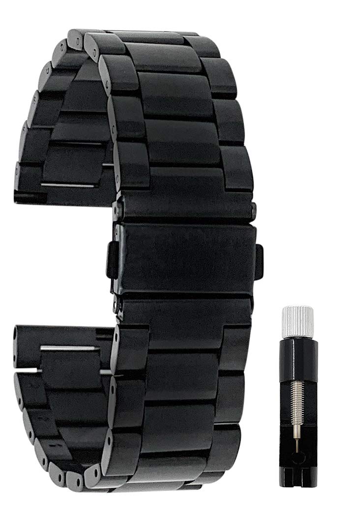 Bandini Stainless Steel Watch Band for Men - Metal Replacement Watch Strap - Adjustable Length - Deployment Clasp - Link Removal Tool Included -