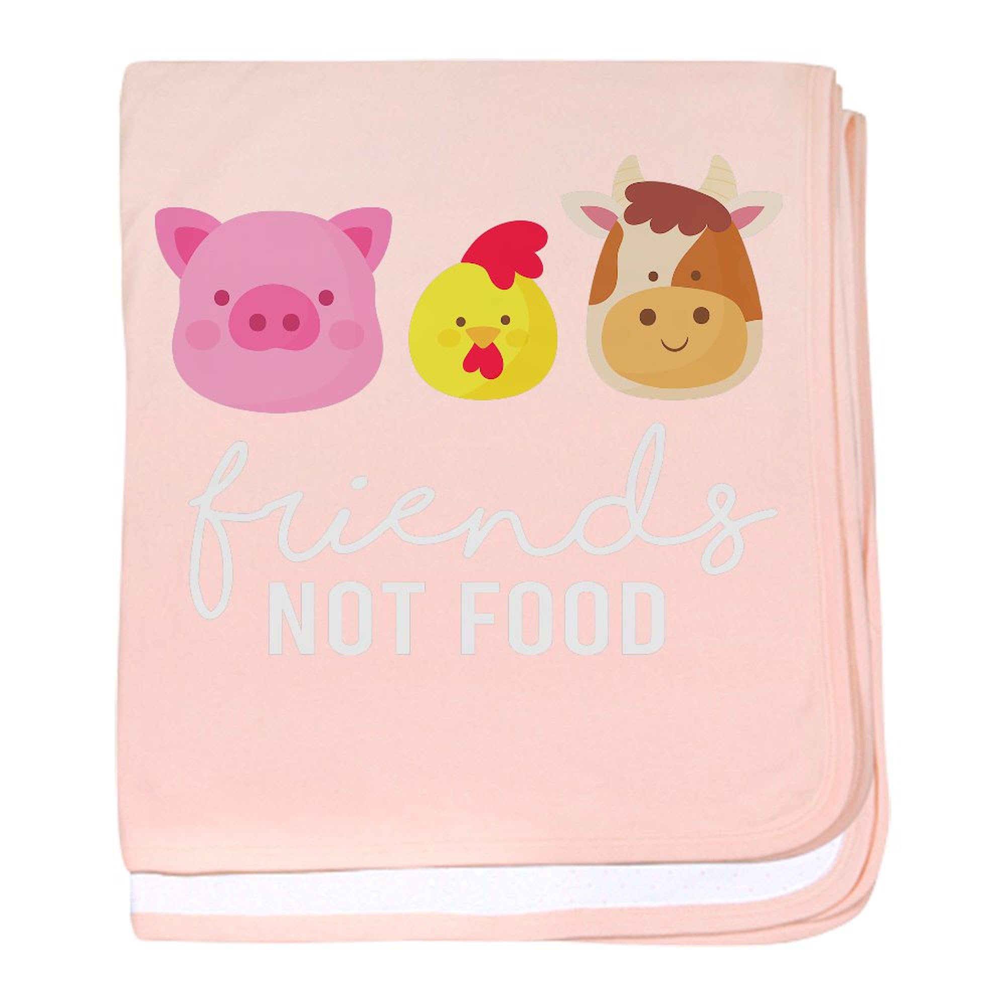 CafePress Friends Not Food Vegan Veganism Anima Baby Blanket, Super Soft Newborn Swaddle