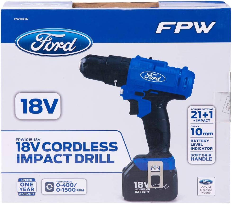 Ford 18V Cordless Impact Drill Packaging