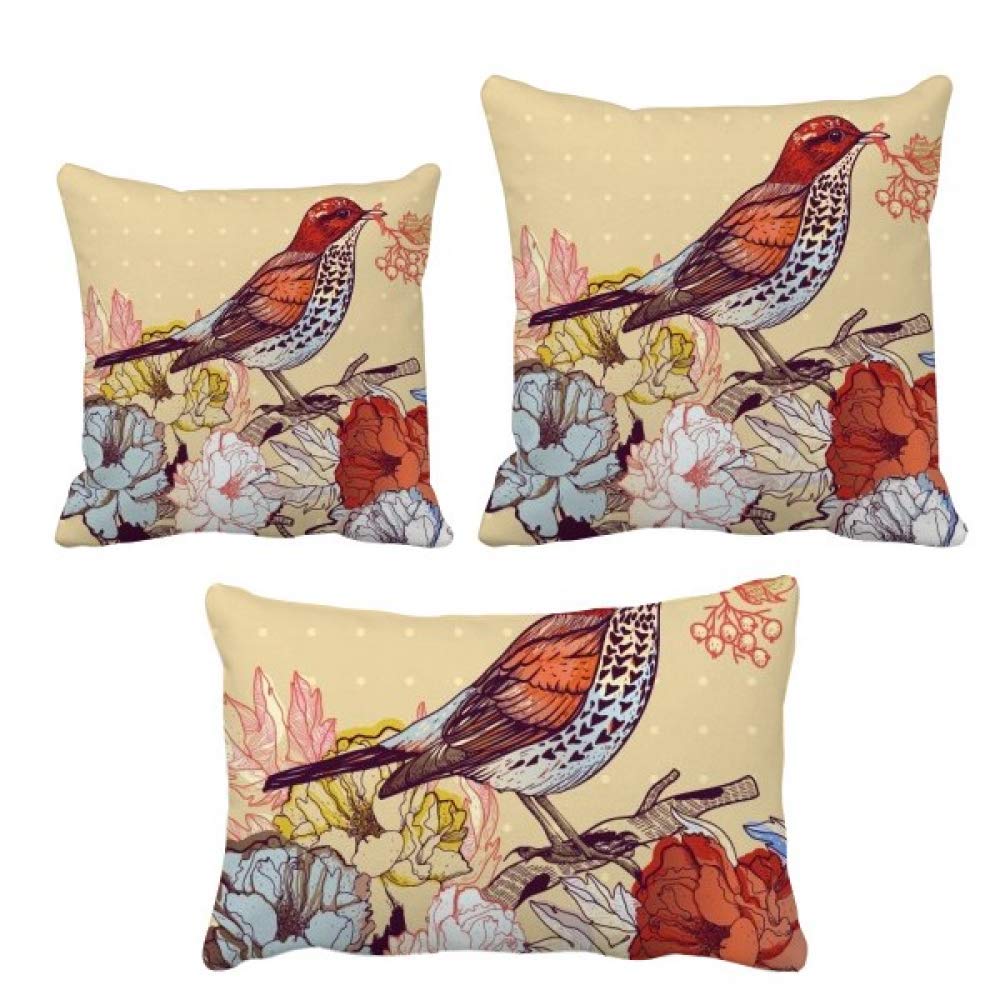 Housse de coussin branches et fleurs DIYthinker aux finitions soignées pour divan
