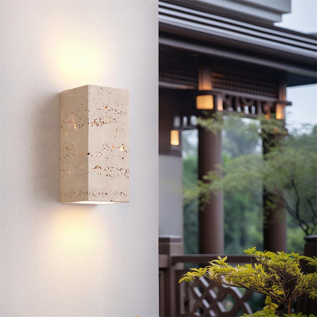Aplique de Pared Estilo nórdico Arriba y Abajo travertino Interior cableado Iluminación for Dormitorio Cocina Pasillo Montaje en Mediados Siglo Foco