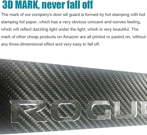 Miniatura 6 de LEXLEY Protector de umbral de puerta de cuero estilo fibra de carbono para Nissan Rogue 2014-2026 Rogue Sport 2017-2022, protector de umbral de