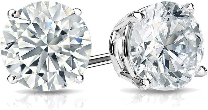 1/4 to 1 1/4 Carat Lab Grown Diamond Round Stud Earrings for Women in 14k Gold (E-F, VS1-VS2, 0.25 to 2.00 cttw) 4-Prong Setting Push Back Studs by Diamond Wish