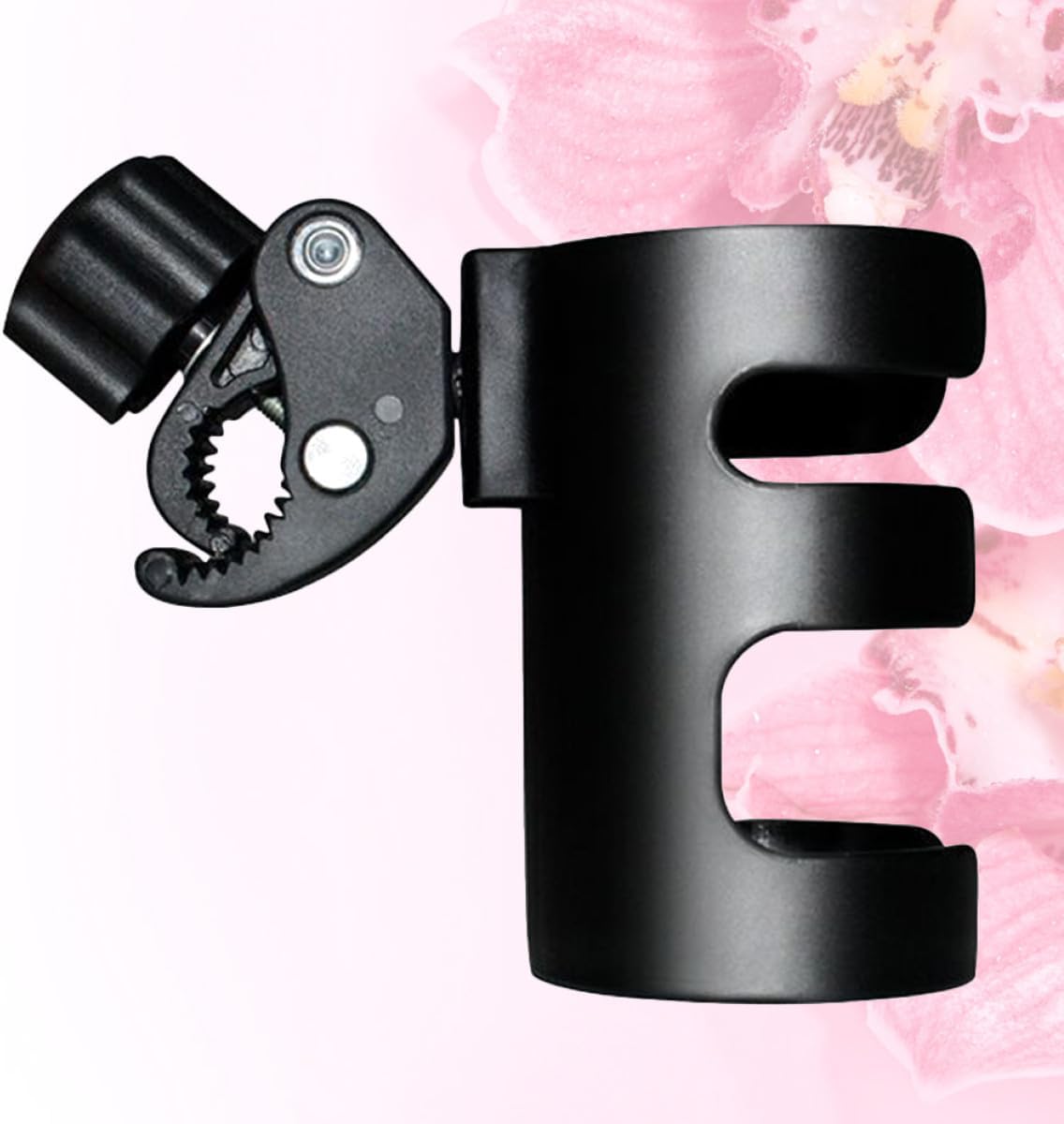 Stroller Bottle Holder Cup Rack with Adjustable Clip, Black Cart Water Bottle Rack for Strollers and Pushchairs, Universal Parent Cup Holder Accessory