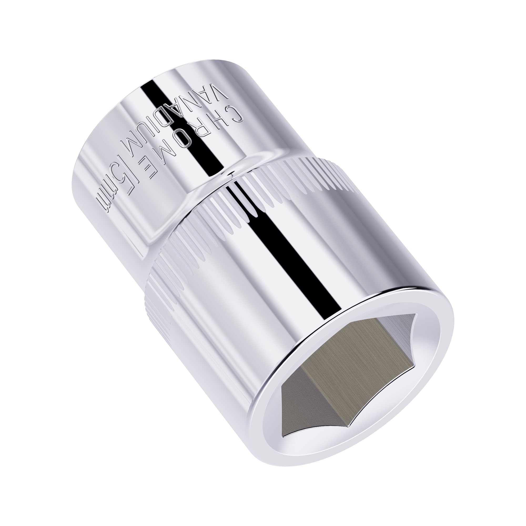 FOCMKEAS 15mm Shallow Socket, 3/8 Inch Drive, 6-Point, Metric, Heat Treated CR-V Steel Short Sockets, Full Polishing, 1.1 Inch Length