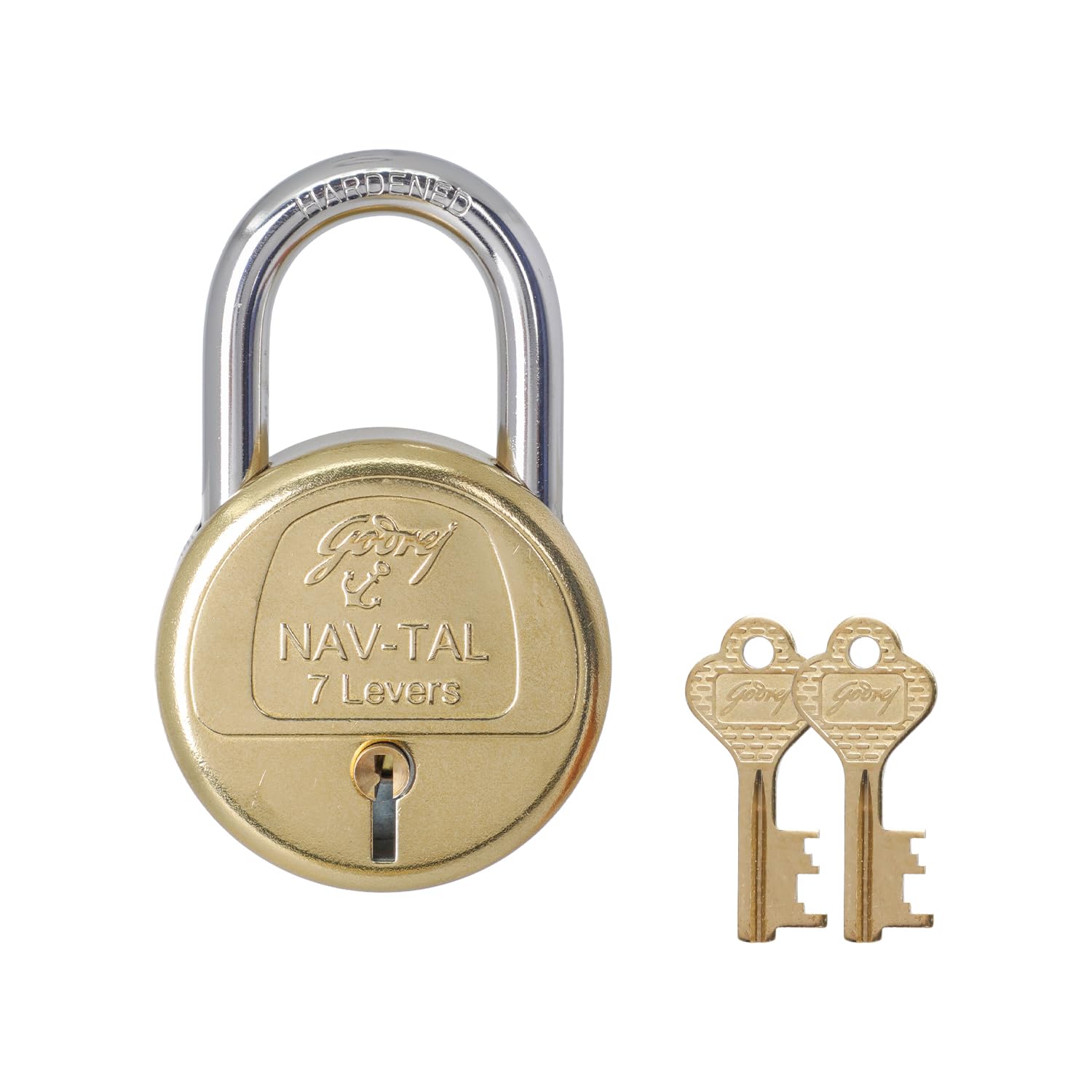 Godrej Locks Polished Finish Navtal 7 Levers 2 Key with Shut Height (Brass, 30 mm)