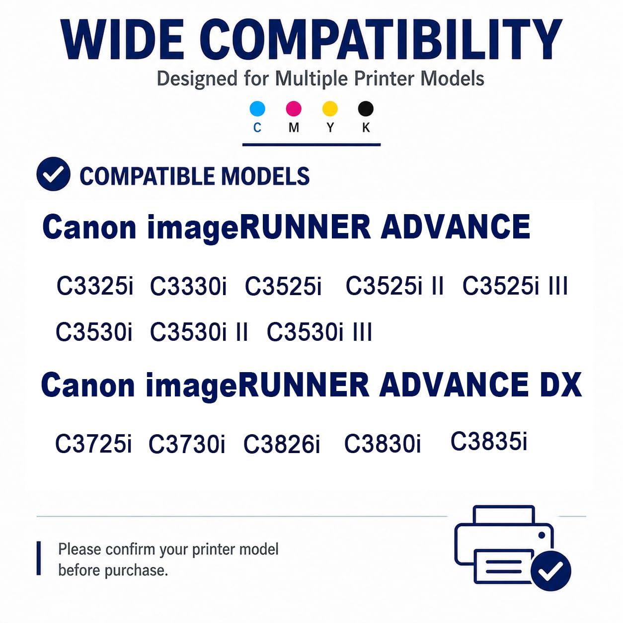 Sostituzione della cartuccia di toner ad alta resa GPR-53 per GPR-53 C-EXV49 NPG67, compatibile con Canon iR-ADV C3320 C3320L C3325 C3330, nero ciano magenta giallo 4 colori universale con chip ,1 Pac