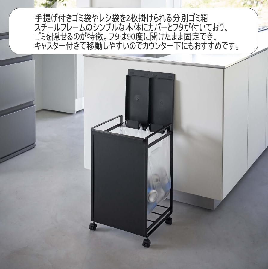 Amazon｜ゴミ箱 分別 レジ袋 蓋付き 目隠し分別ダストワゴン 2分別