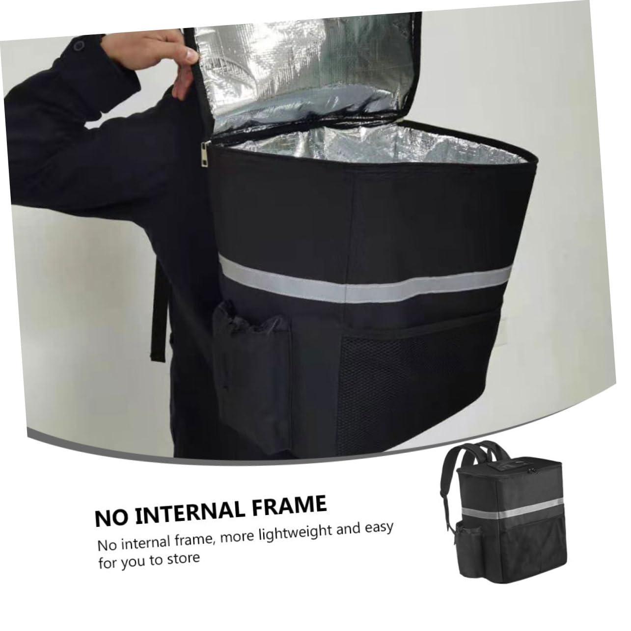 Isolierte Thermotasche mit Großer Kapazität und Gepolstert für Takeaway Picknick BBQ und Outdoor Verstellbarer Schultergurt Fronttasche für Handy und Snacks