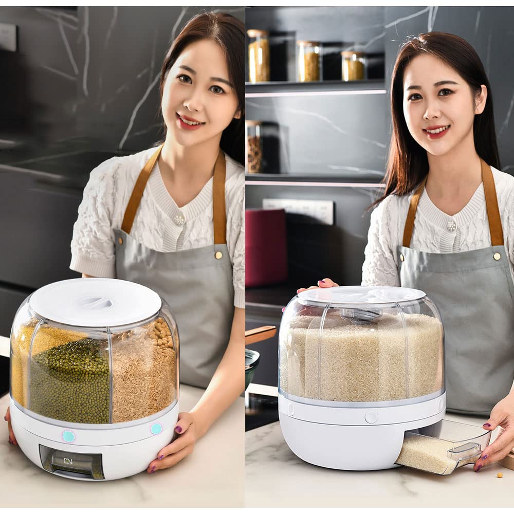 Amazon｜丸型透明ライスディスペンサー 6グリッド 蓋付き 密封保管