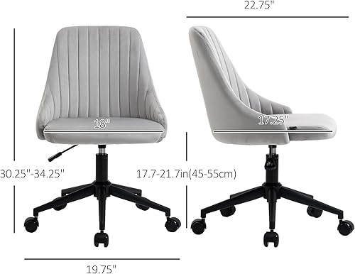 Miniatura 3 de Vinsetto Silla de oficina con respaldo medio, silla giratoria de tela de terciopelo con forma de festón para computadora para oficina en casa o