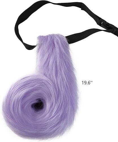 Miniatura 9 de VIGVAN Animal Cosplay orejas de lobo y cola de zorro orejas de gato, cola de mapache cosplay cola (cola blanca bronceada)