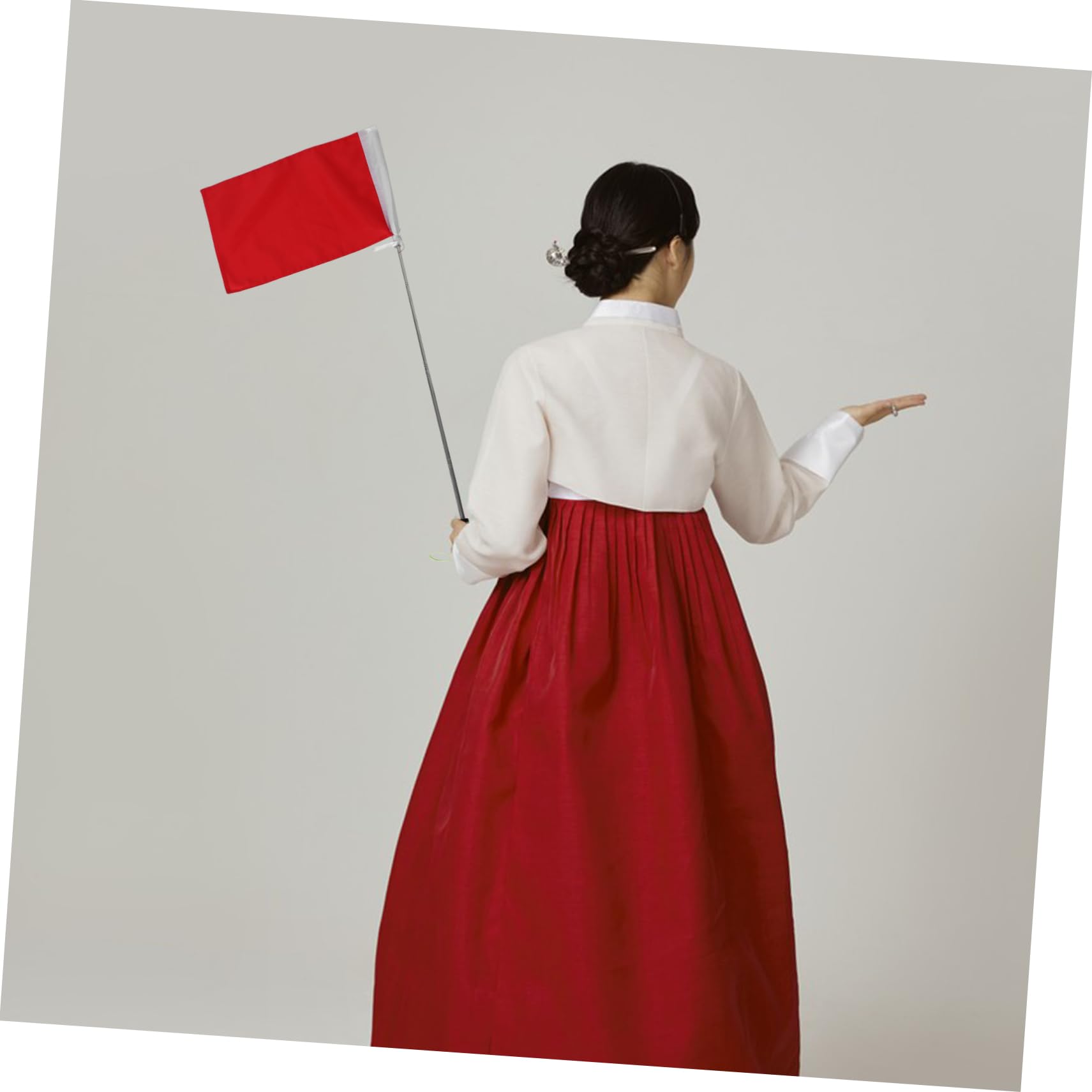 GARVALON Drapeau à Main Rouge Léger Polyester Télescopique Guide Touristique