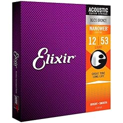 Elixir Strings 80/20 Cordes pour guitare acoustique Bronze Revêtement Nanoweb Light (.012-.053) - Les Beatles, Paul McCartney, John Lennon, RIngo Starr, George Harrison