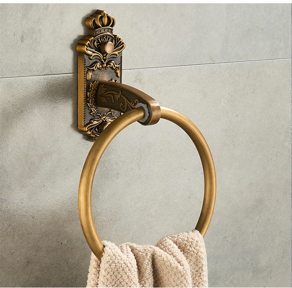 Toalleros antiguos montados en la pared, toallero retro, toallero de baño, toallero de mano de baño, toallero sin clavos, accesorios de baño clásicos de bronce antiguo, toallero de baño (Color : B) (