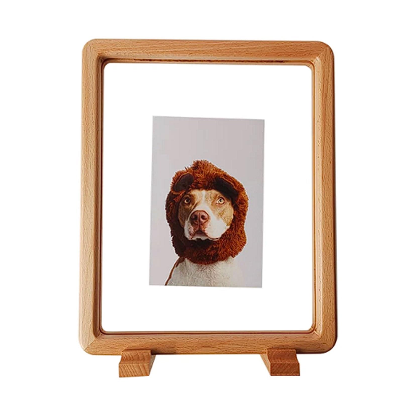 Double-Sided Transparent Photo Frame, Rounded Corner Mortise and Tenon Solid Wood Tabletop Frame, Embossed Specimen Display photograph(Wood,A4)