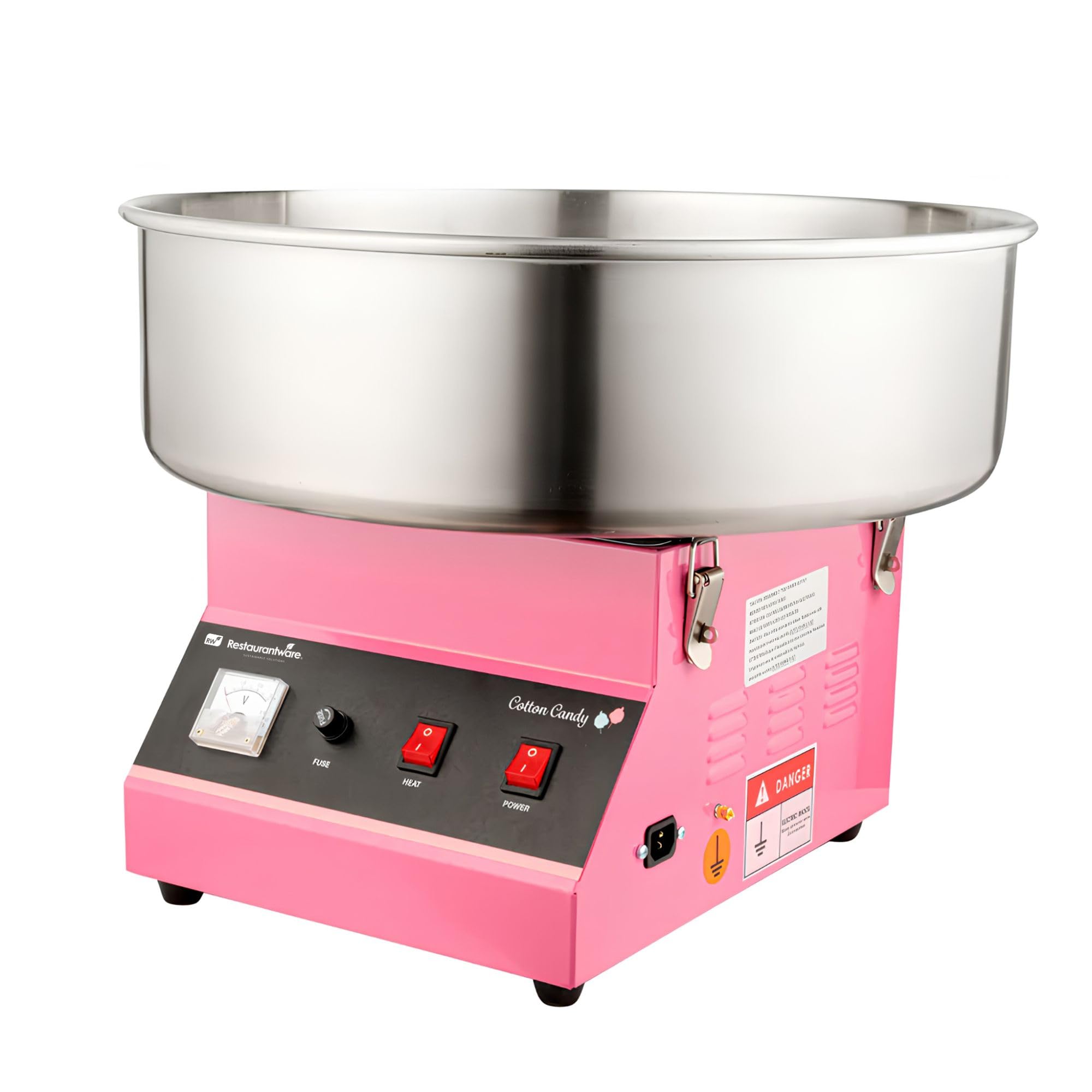 Restaurantware Hi Tek 21 Inch Cotton Candy Machine 1 Birthday Party and Carnival Candy Floss Maker - Produces 80 Cones Per Hour 110V Stainless Steel Sugar Cotton Machine 1080W