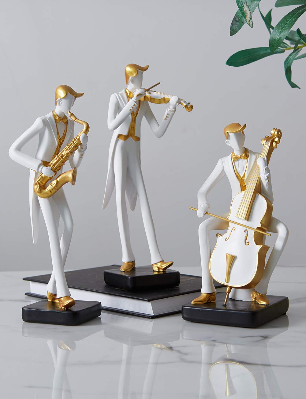 HAUCOZE Statua Musicista Scultura Musical Figurina Moderna Decorazione Pianoforte Arte Musica Regalo per Casa Soggiorno Ufficio Resina 22cm