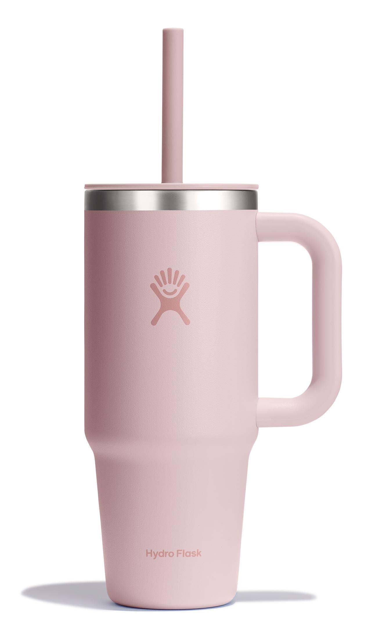 Hydro Flask Travel Tumbler with Handle, Lid and Straw - Insulated Stainless Steel in 24 Oz Tonal Trillium