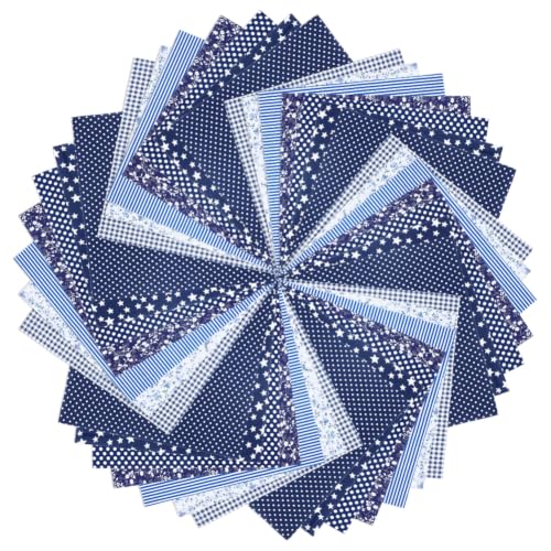Carrés de tissu en coton bleu pour patchwork sans gaspillage ni effilochage couture DIY Noël