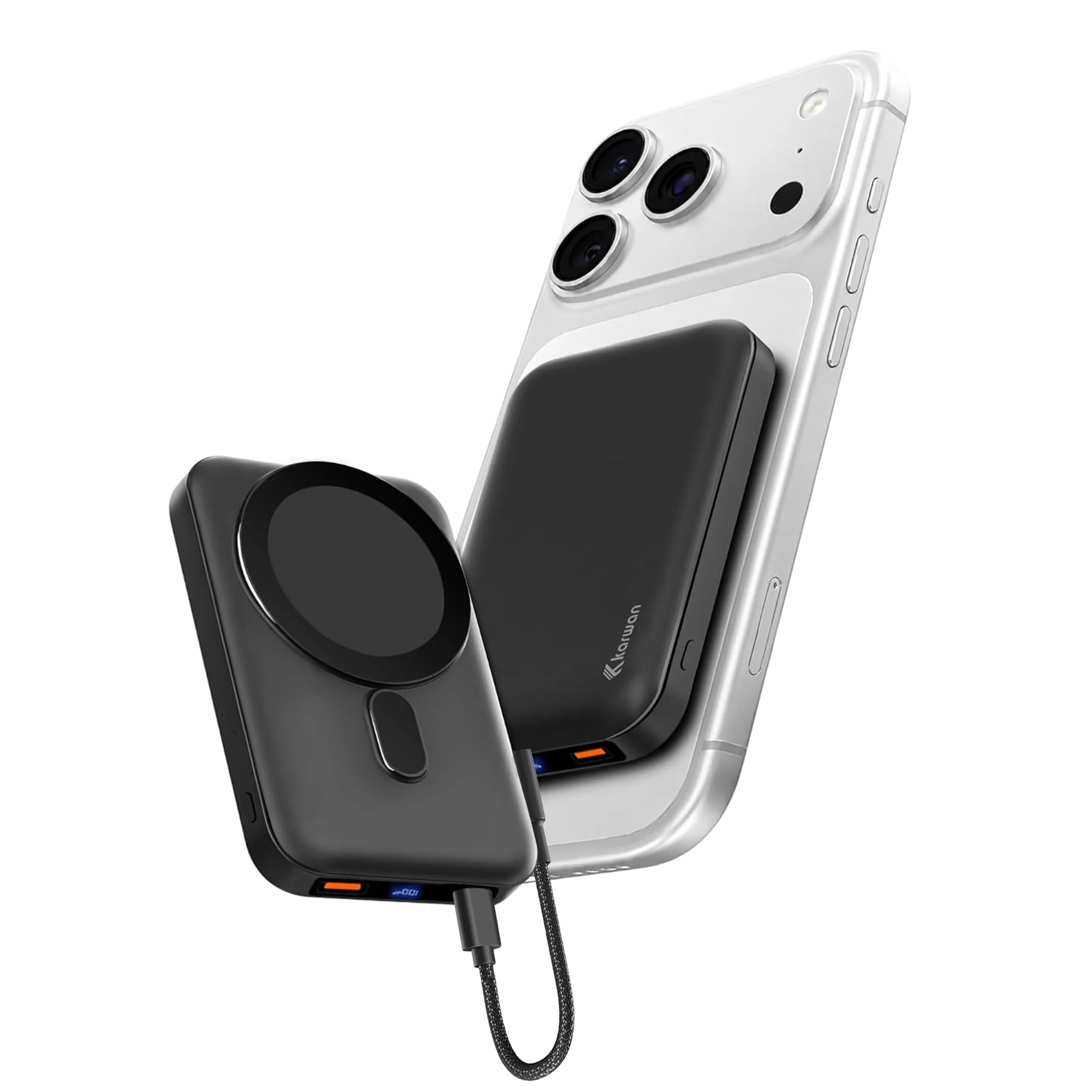 KARWAN Mag-Safe 10000mAh Wireless Powerbank with Digital Display,22.5W Wired & 15W Magnetic Wireless Charging,USB C & USB A Triple Output,Compatible with iPhone 12/13/14/15 Series, Android & Qi Device-image-10
