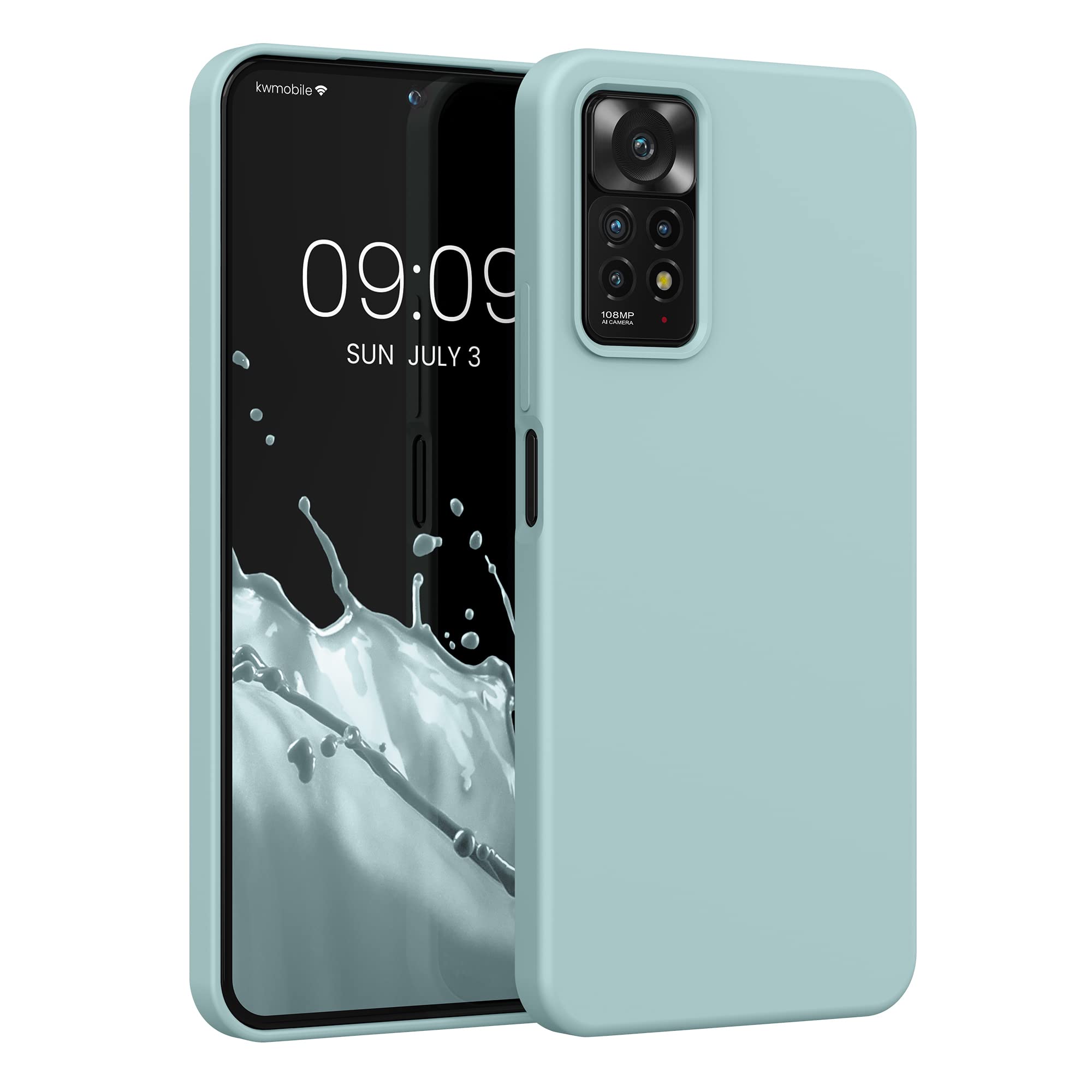 kwmobile Case Compatible with Xiaomi Redmi Note 11 Pro/Note 11 Pro (5G) / Note 12 Pro (4G) Case - TPU Silicone Phone Cover with Soft Finish - Cool Mint