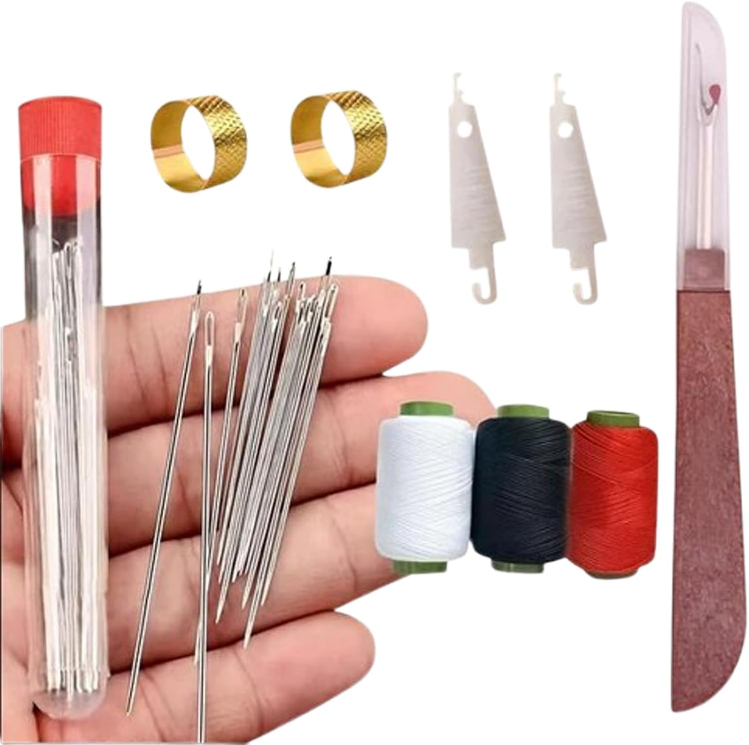 Set di 37 attrezzi da cucito, ago e filo, strumenti di riparazione a mano, ultra leggero per una facile maneggevolezza e portabilità, kit da cucito per principianti