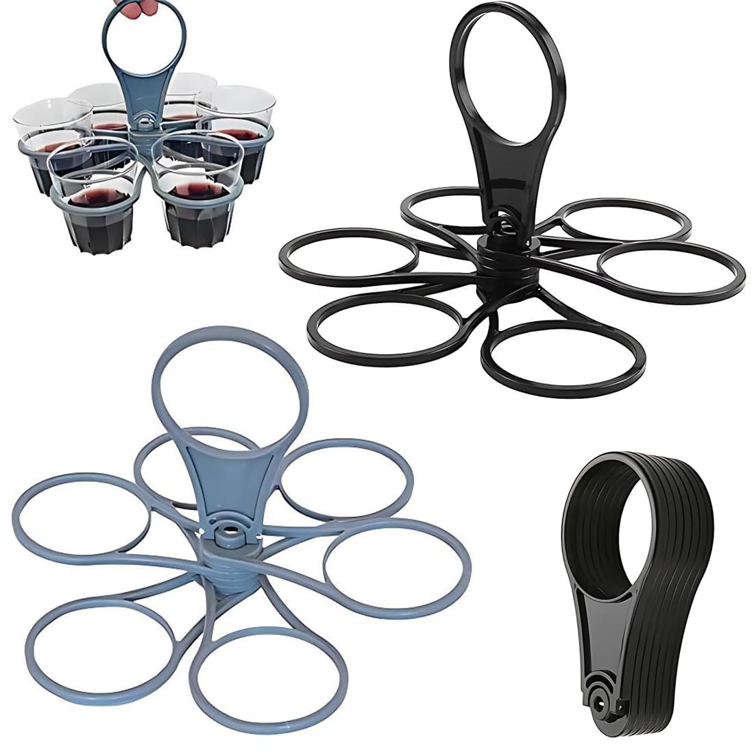 Lot de 2 porte-gobelets avec poignée, pliable, robuste Lot de 2 porte-gobelets avec poignée, pliable, robuste