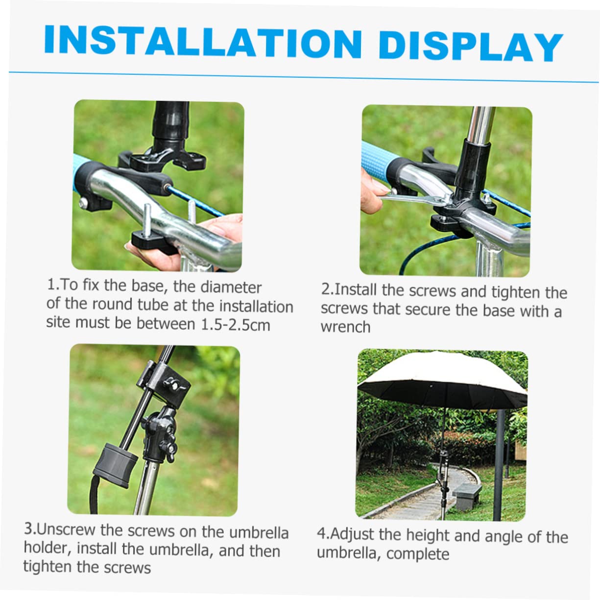 MUSISALY Bicycle Umbrella Stand Retractable Folding Umbrella Holder for Bike Bracket Sun Shade