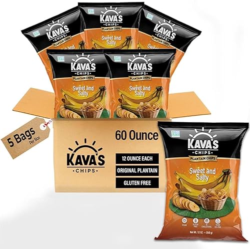 Miniatura 8 de Kava's Chips de plátano ligeramente salados 2.5 onzas (2.50 oz), 24 unidades, vegano, sin gluten, plátano original, aperitivo saludable