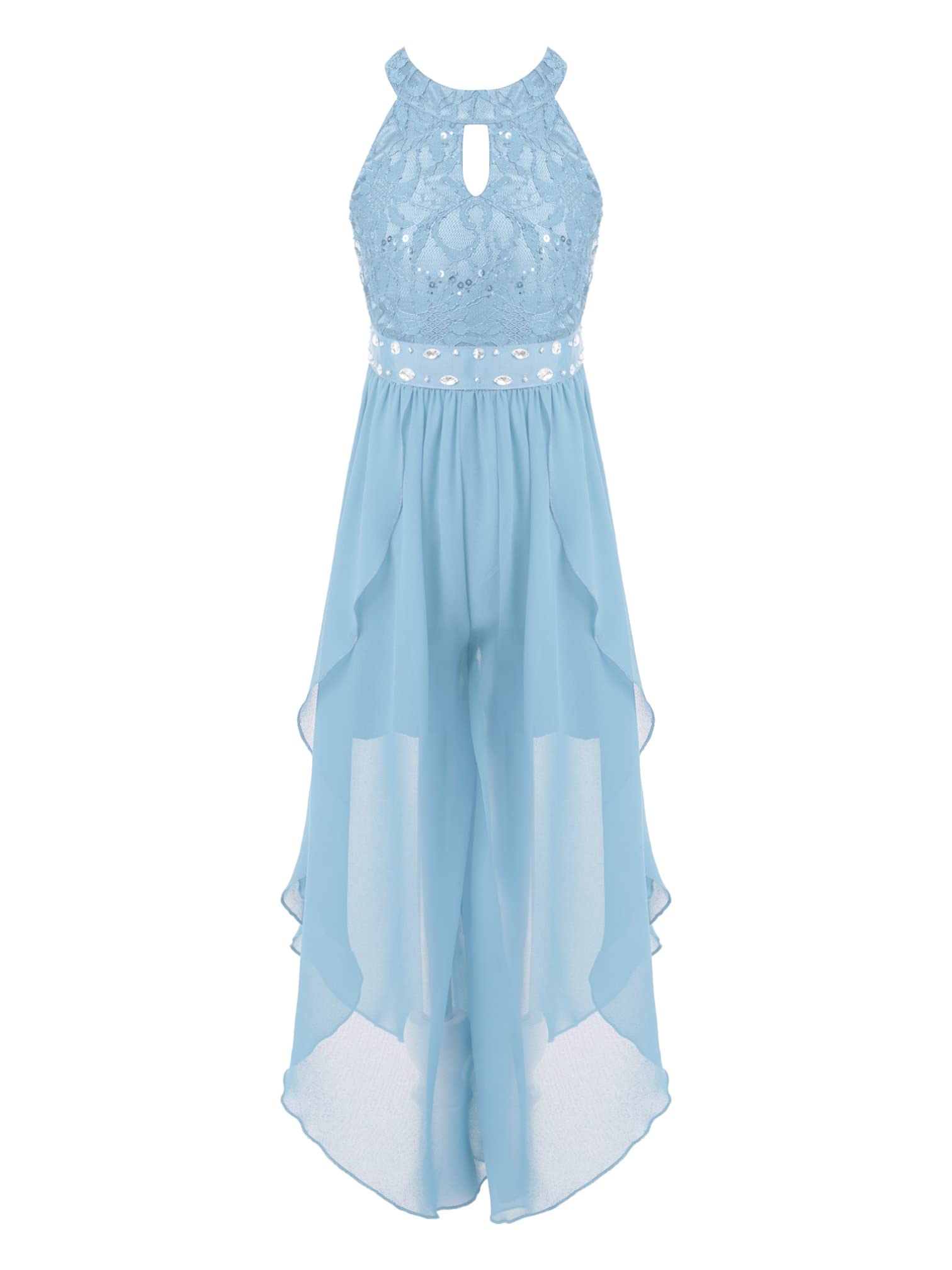 MSemis Vestido de Fiesta Elegante para Niña Mono Encaje de Gasa sin Manga Mono de Ceremonia para Vestido de Noche Boda Cumpleaños 5-16 Años