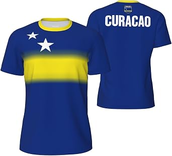 Curacao Flag 8 T-Shirt Sports Jerseys for Running Soccer Tennis Fitness