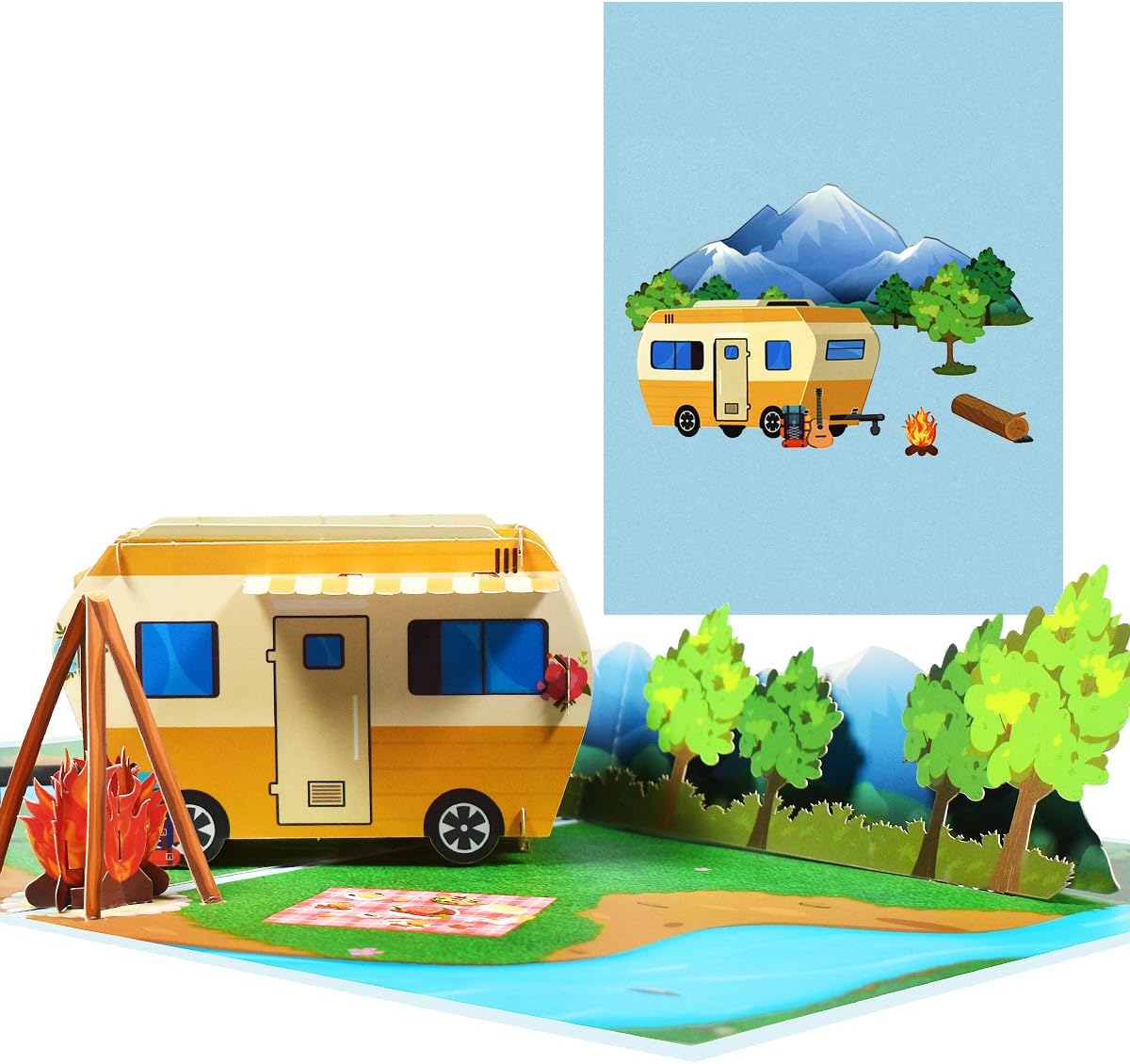 Camping Trip Pop Up Card, Happy Birthday Camping Card, Happy Retirement Card, 3D RV Traveler Pop up Card for Wife Husband Mom Dad Daughter Son. - Image 7
