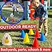 Covelico Ring Toss Game, Obstacle Course for Kids 3-5 & Birthday Party Games, Carnival Bean Bags for Tossing Gross Motor Toys for Toddlers 3-5, 12 Rings & 12 Bean Bags, 6 Cones for Kids, PE Equipment