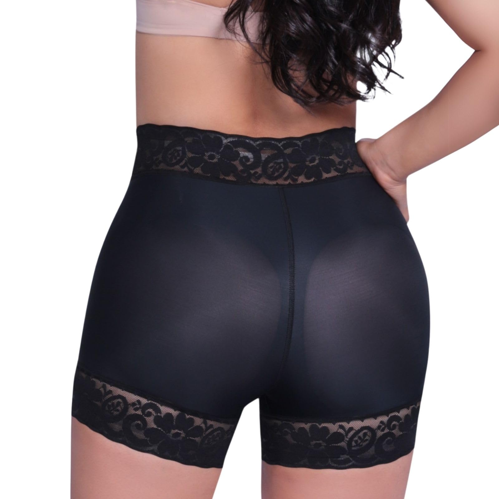 Siluet Women's Black 1429 Faja Colombiana Para Mujer Levanta Cola | Butt Lifter Shapewear Shorts | Tummy Control Bbl Shorts High Compression Waist Panties