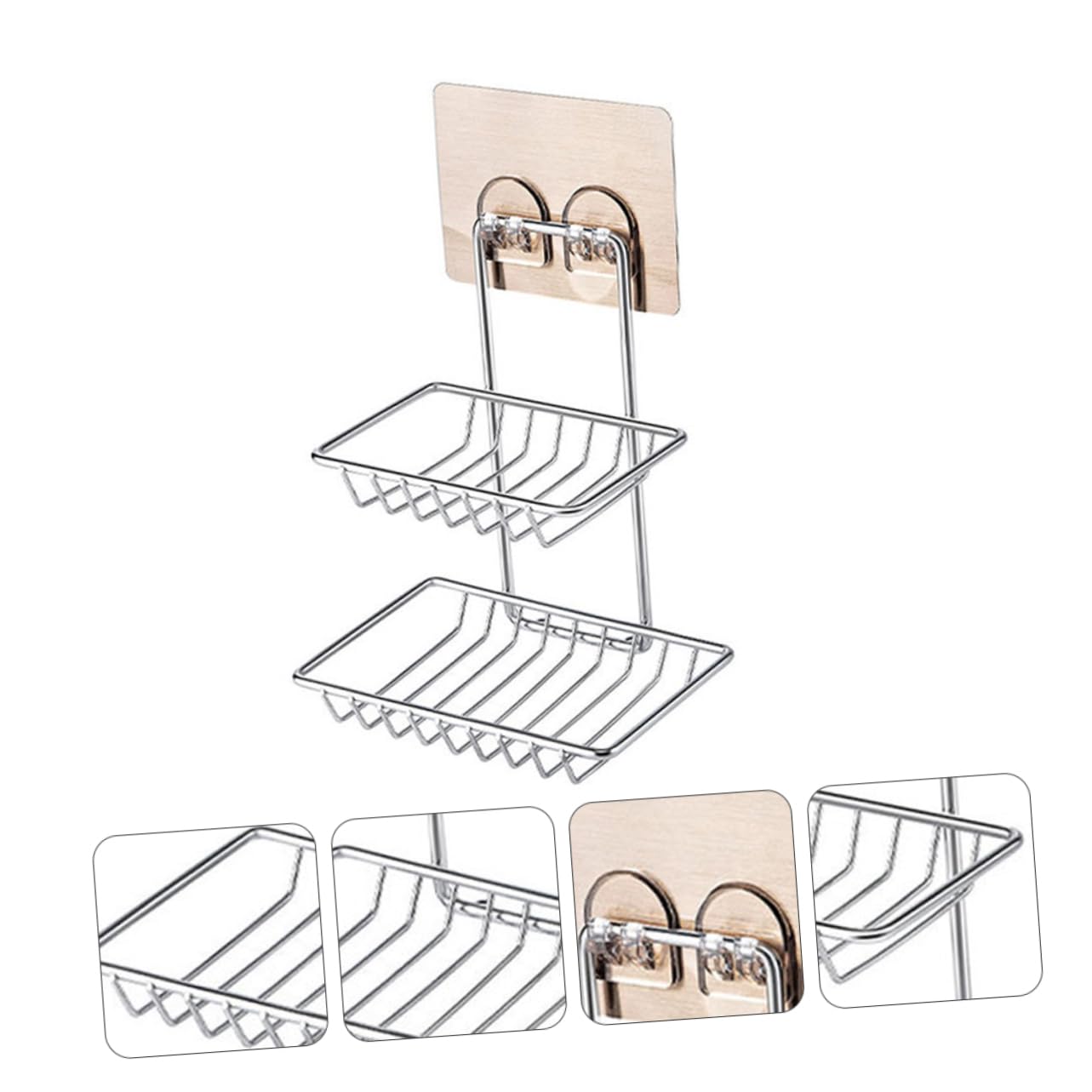 PRETYZOOM 3piezas Soporte para Jabón De Acero Inoxidable Jabonera Doble Capa para Baño Organizador De Jabón Sin Perforar Accesorio De Almacenamiento para y Lavabo