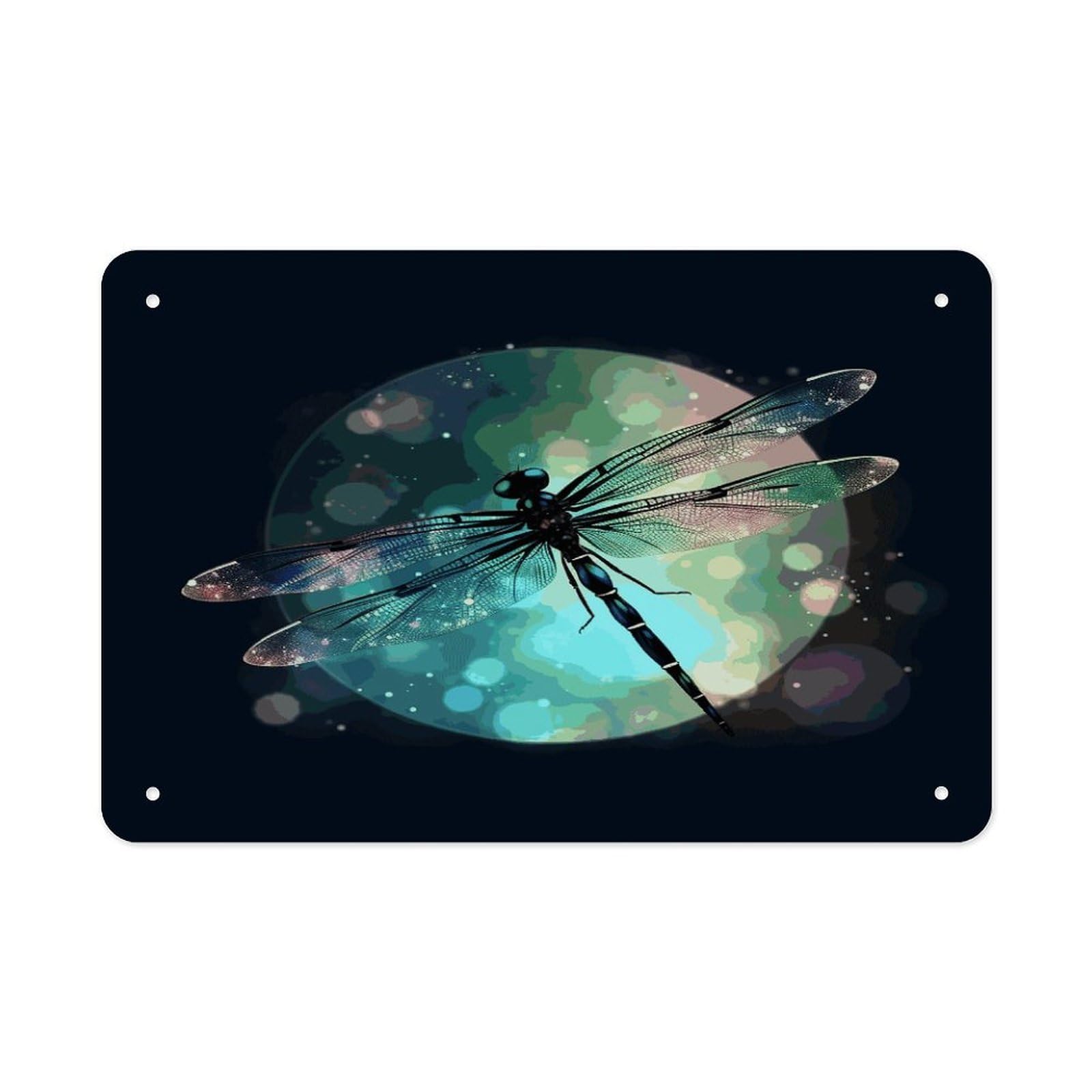 Fekiloot Style Galaxy Animal Dragonfly Metal Signs Wall Art Tin Sign