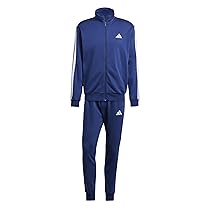 adidas Uomo SPORTSWEAR BASIC 3 STRIPES FLEECE TRACKSUIT, Dark Blue, XXL