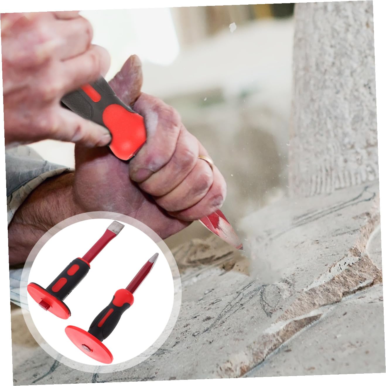 POPETPOP Set di Scalpelli da Muratura 2 Pezzi 25cm in Acciaio Cromo-vanadio Impugnatura Pvc, Alta Durabilità per Demolizione e Lavorazione Metalli